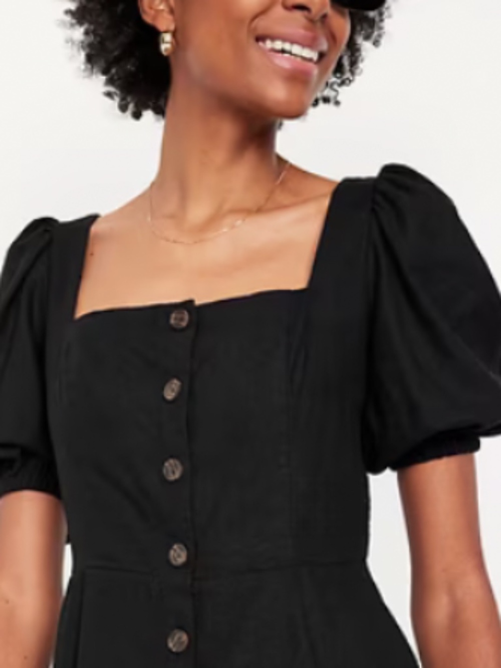Ann Taylor Black Poplin Puff Sleeve Top | Size 0 (XS)
